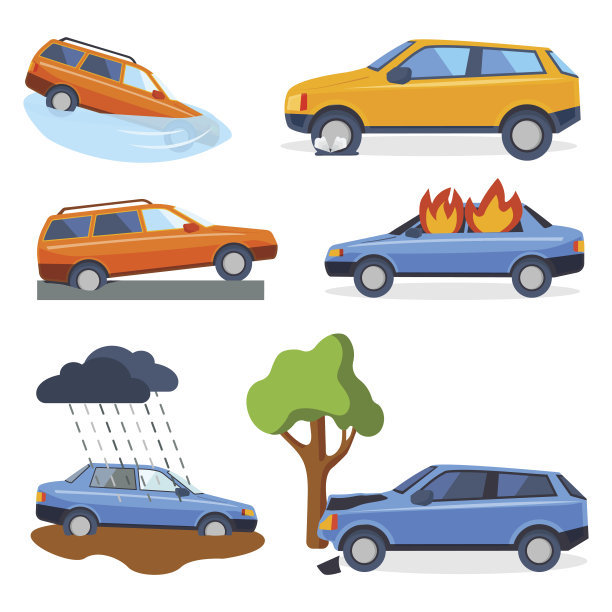 汽车碰撞碰撞交通保险安全汽车应急灾害和应急灾害速度修理运输矢量图图片下载
