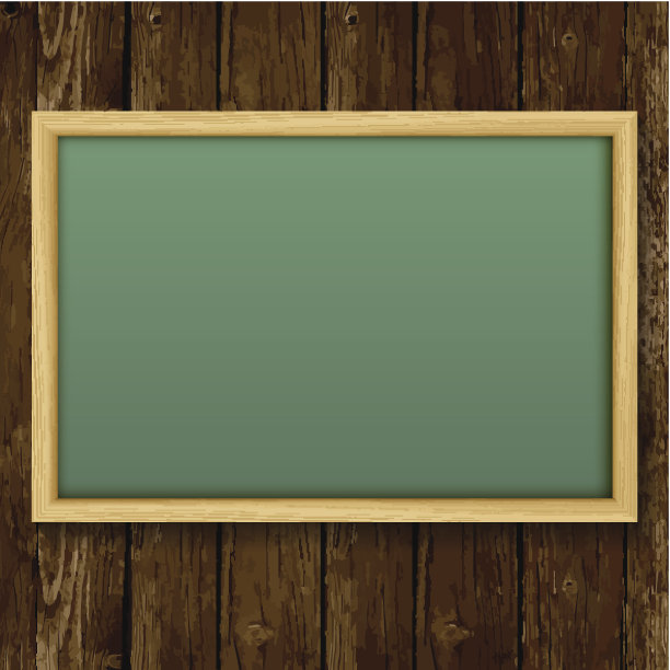 空白粉笔绿色板在木框架图片下载