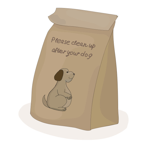 请清理宠物的排泄物。装粪便的纸包。图片下载