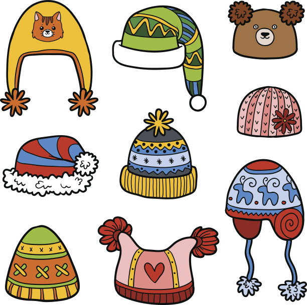 向量组不同的冬季帽子图片下载