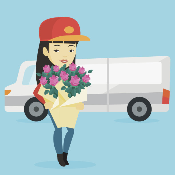快递员捧着一束鲜花图片下载