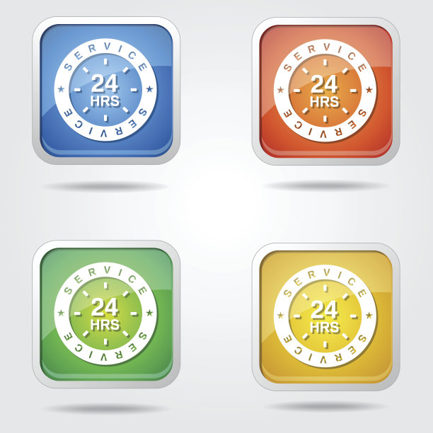 24小时服务彩色矢量图标设计图片下载