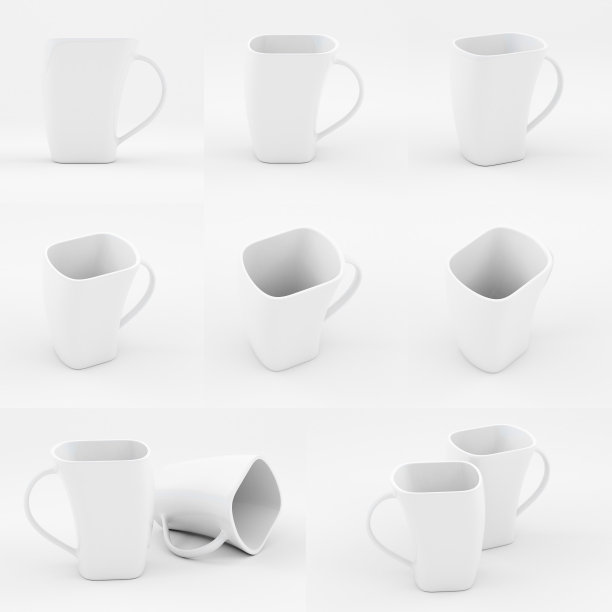白色瓷杯模型图片下载