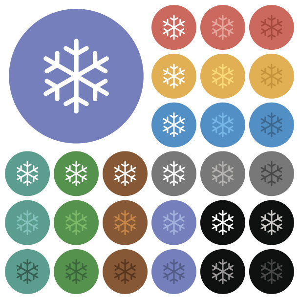 单片雪花圆扁平多色图标图片下载