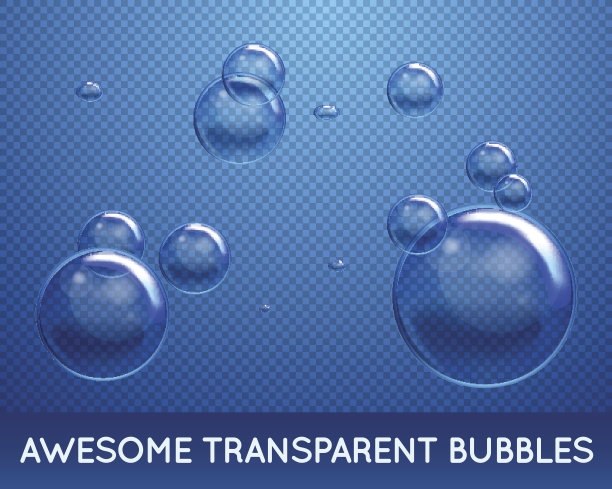 向量肥皂水气泡设置。透明孤立的现实设计。图片下载