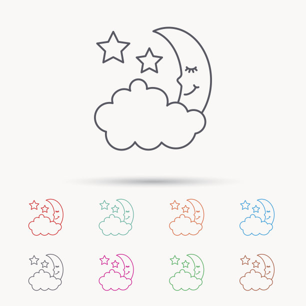 夜晚睡眠图标：月亮和星星图片下载