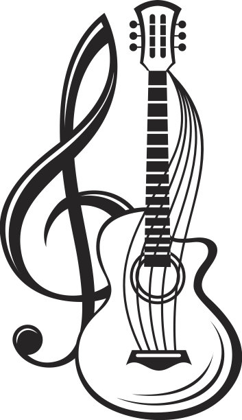 高音谱号和吉他图片下载