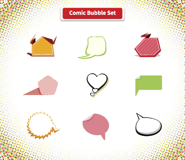 漫画泡泡集图标平面风格设计图片下载