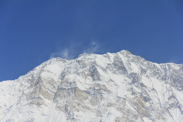 喜马拉雅山安娜普纳一号，雪山山峰在蓝天，尼泊尔。图片下载