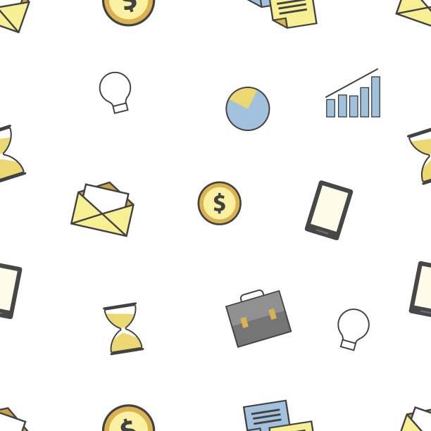 一套商业和金融图标。无缝模式背景图片下载