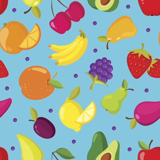 夏季热带水果矢量无缝背景图片下载