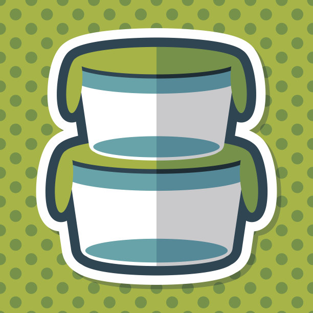 厨房器皿保存容器扁平图标与长影子，eps1图片下载