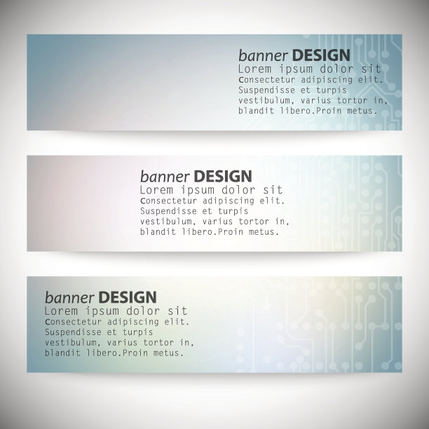 一组水平横幅。微芯片背景，电子电路，EPS10矢量图片下载