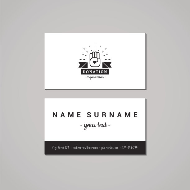 捐赠和慈善名片设计。手和丝带符号。图片下载