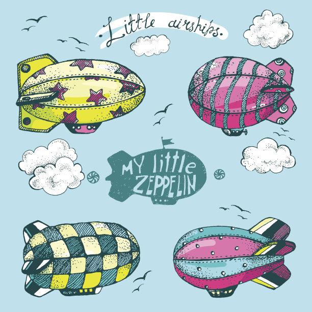 手绘矢量复古收集可爱的小飞弹机智图片下载