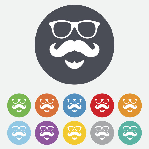 胡子和眼镜标志图标。潮人的标志。图片下载