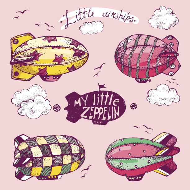 手绘矢量复古收集可爱的小飞弹机智图片下载