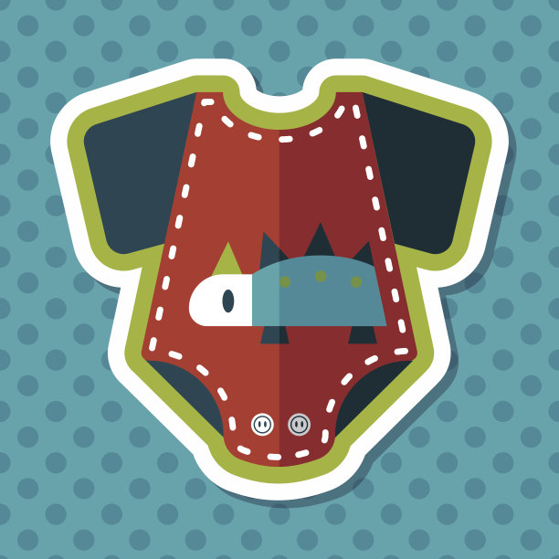 婴儿连体衣扁平图标与长影子，EPS 10图片下载