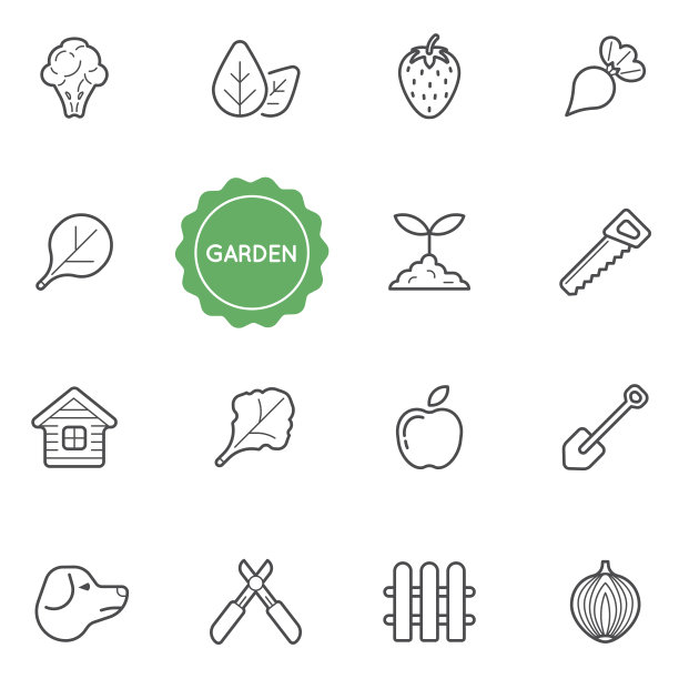 一组花园矢量插图元素图片下载