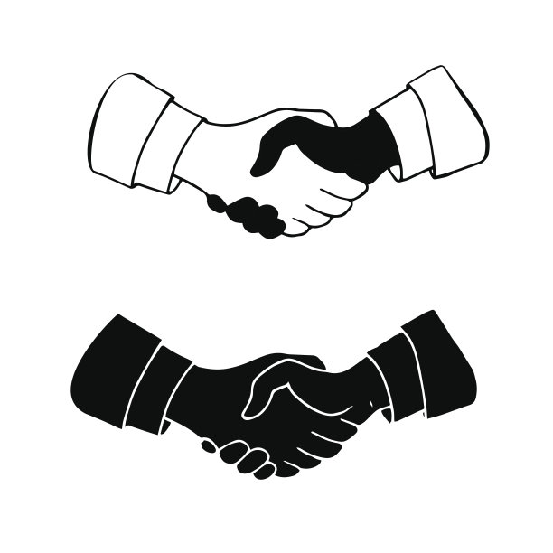 手绘握手符号素材图片
