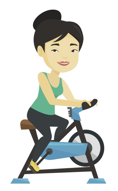 年轻女子骑健身车图片下载
