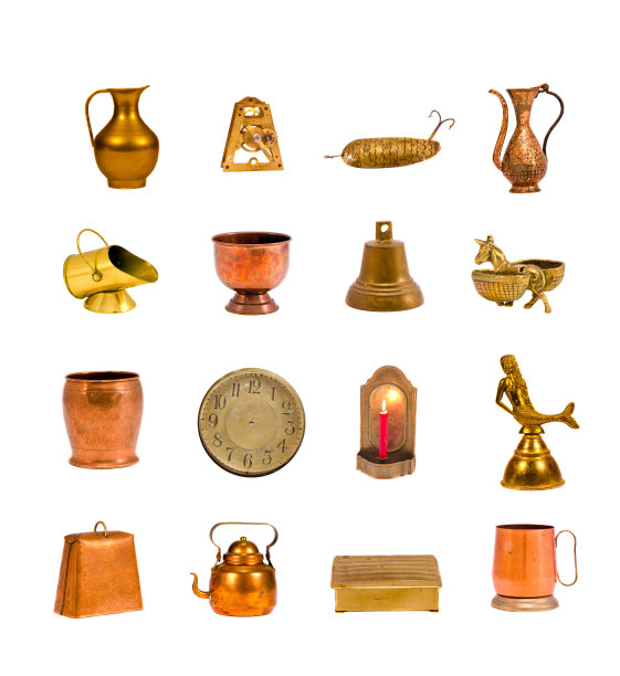 收藏品分类的古董孤立在白色图片下载