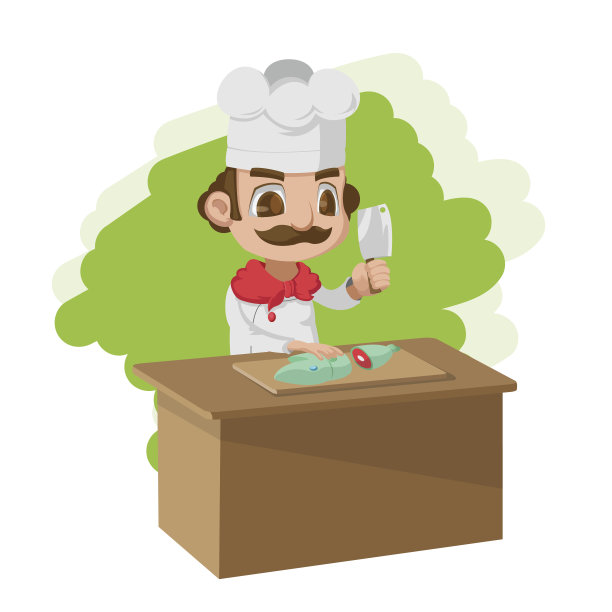 厨师烹饪卡通人物分裂矢量图片下载