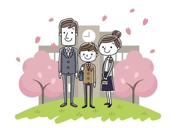 入学仪式的形象:父母和男孩图片下载