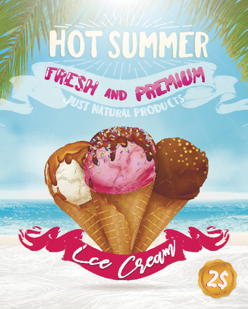 冰淇淋海报设计。图片下载