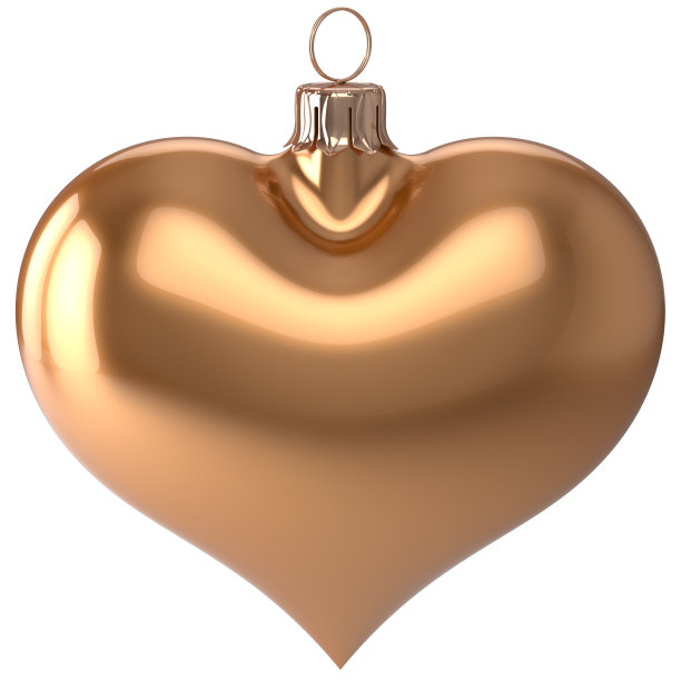 心形圣诞球，除夕金饰图片下载