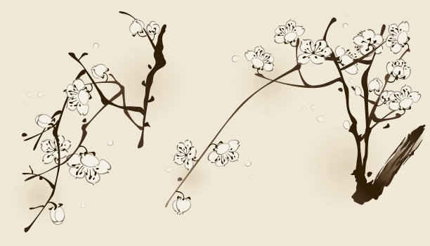 带线条设计的梅花素材图片
