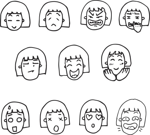 女孩面部矢量素材图片下载