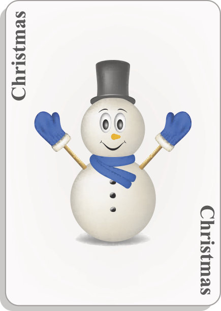 有微笑的雪人和圣诞卡片图片下载