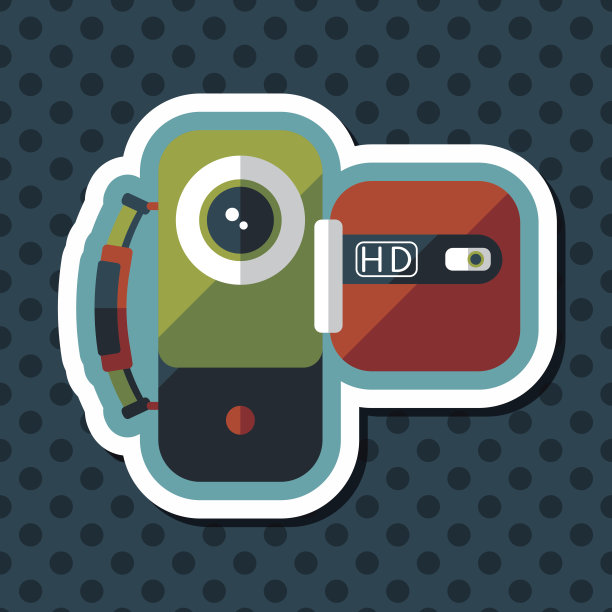 视频摄像机平面图标与长影子图片下载