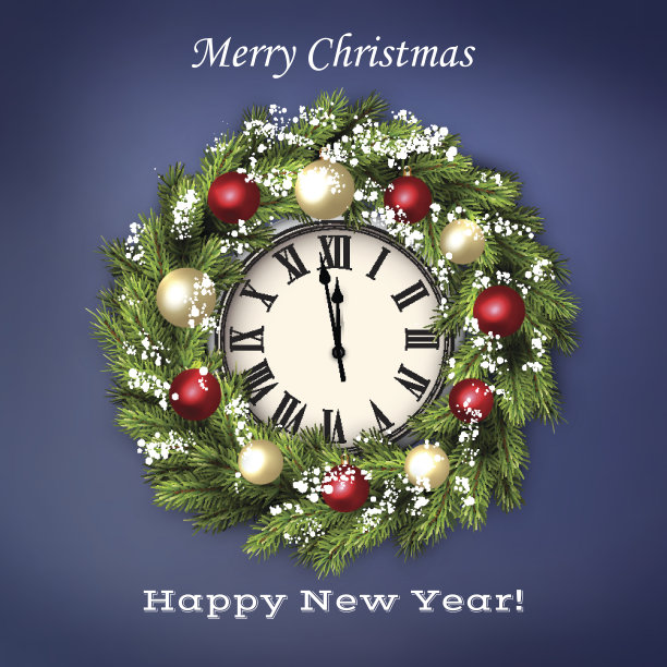 传统的圣诞花环与问候的文字。图片下载