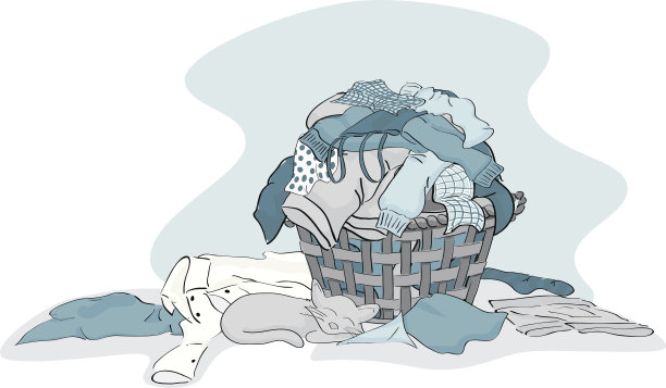 一大堆洗好的蓝色衣服图片下载