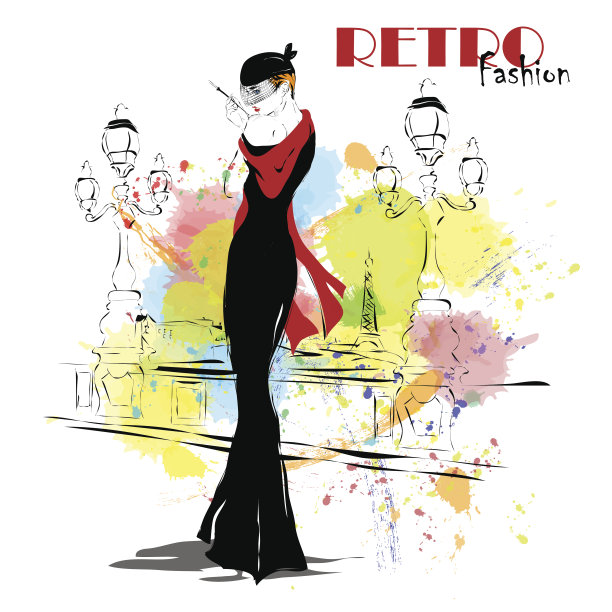 素描风格的时尚女孩图片下载