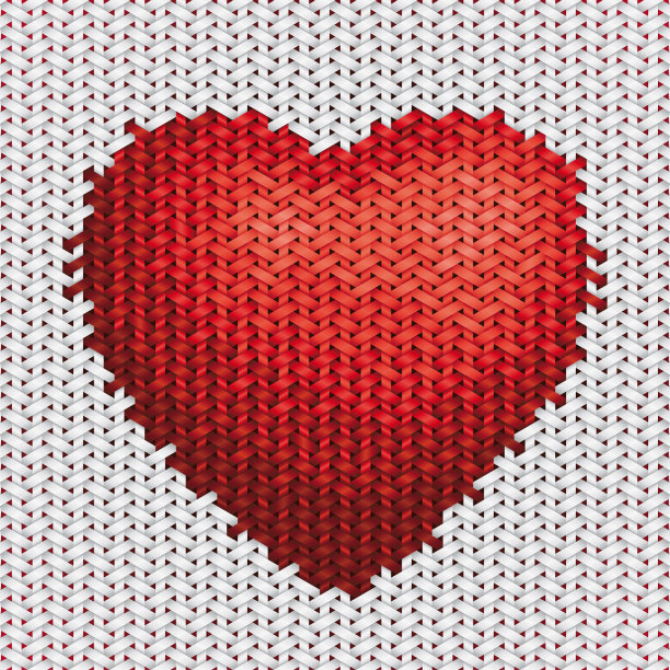 心脏插图刺绣织物图片下载