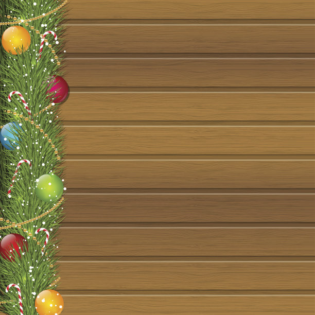 木制背景上的圣诞树树枝图片下载