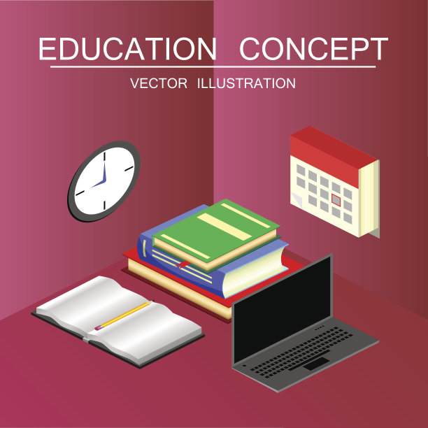 等距教育矢量概念。3d背部学校背景平坦的风格图片下载