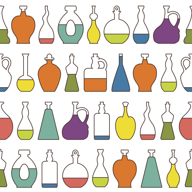 无缝矢量模式与酒瓶。图片下载