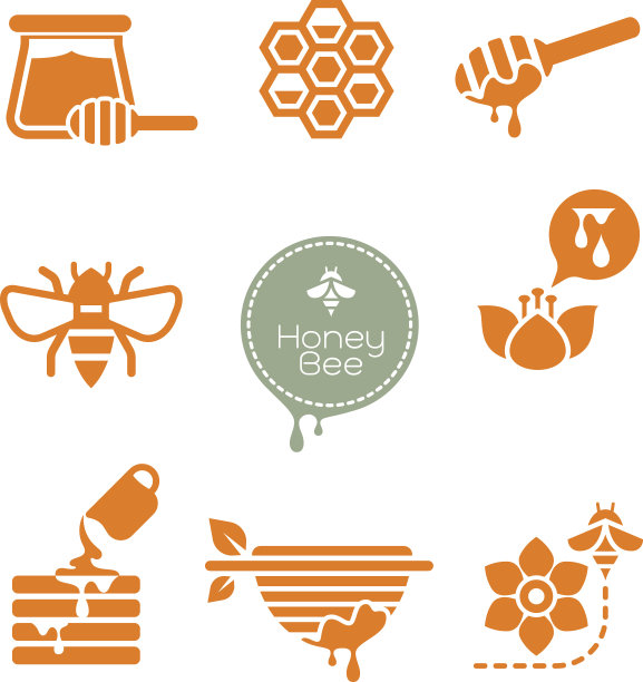 蜜蜂和蜂蜜图标集图片下载