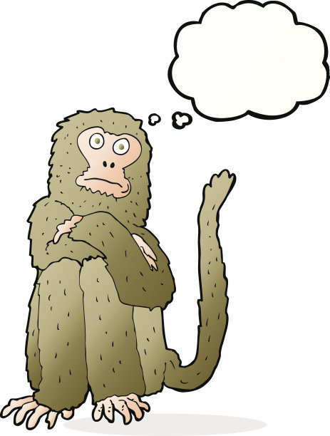 卡通猴子与思想泡泡图片下载