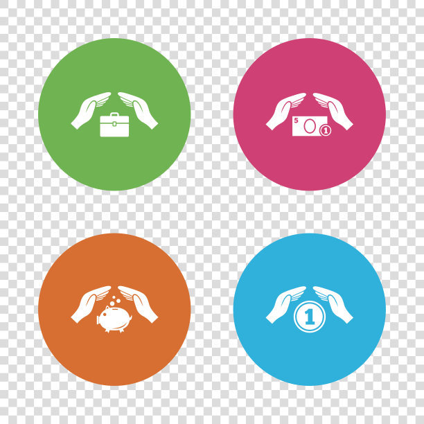 手保险图标。钱储蓄的迹象。图片下载