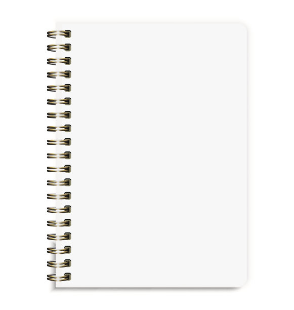 空白现实笔记本大小A5孤立在白色背景图片下载