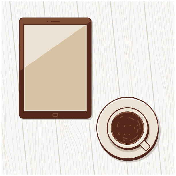 一杯咖啡和一台空白平板电脑图片下载