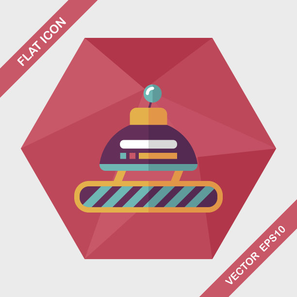 机器人概念平面图标与长影子，eps10图片下载