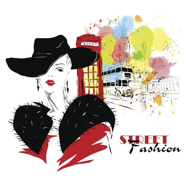 素描风格的时尚女孩图片下载