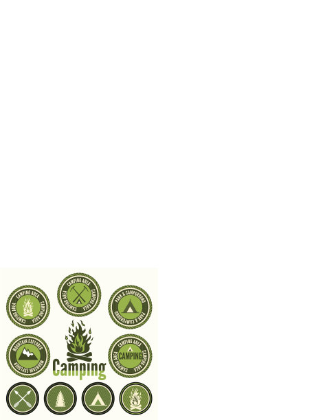 一套复古露营徽章和标签图片下载