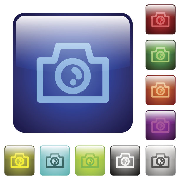 彩色相机方形按钮图片下载